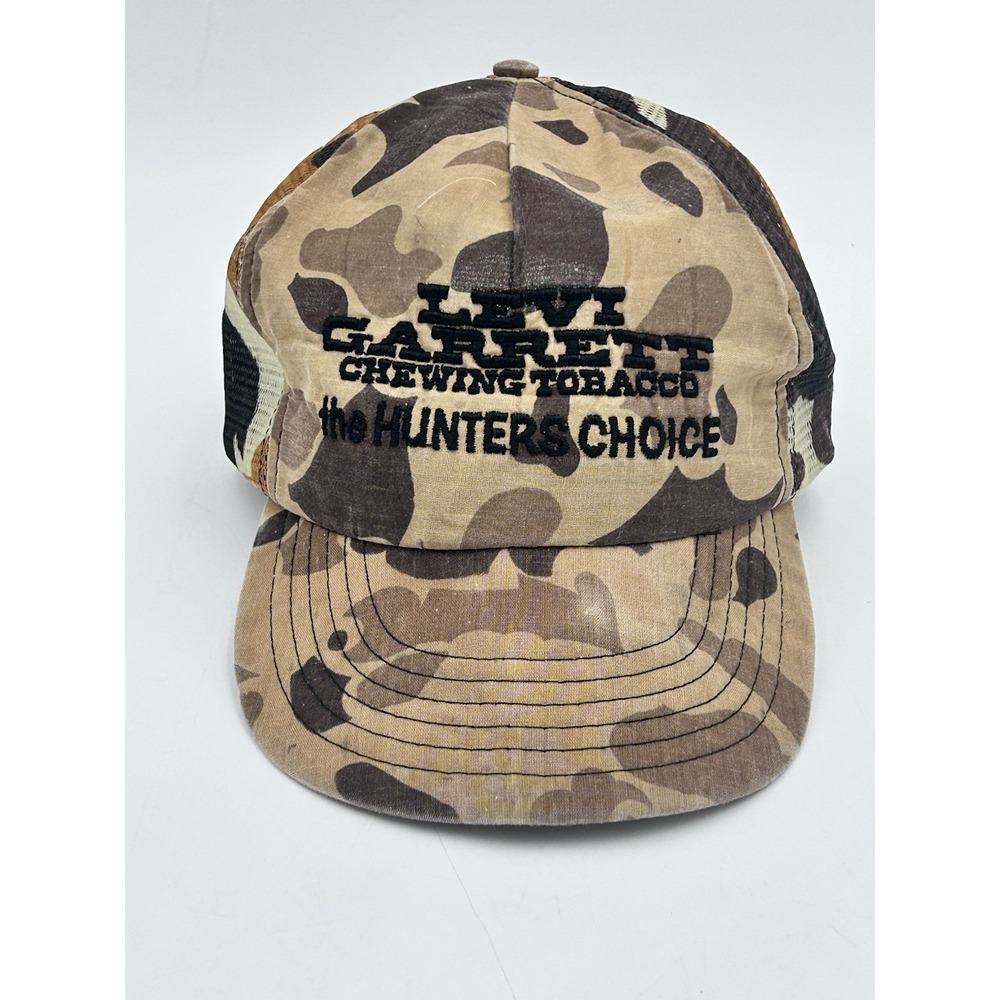 Vintage USA‎ MADE Levi Garrett Tobacco Camo Hunting Trucker Hat Snapback Cap